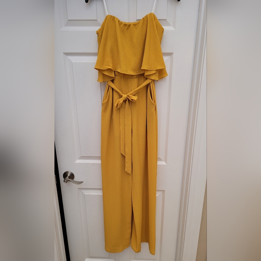 Mustard Yellow Strapless Jumpsuit